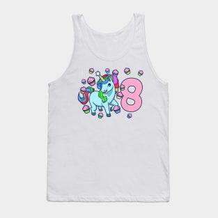 I am 8 with unicorn - girl birthday 8 years old Tank Top